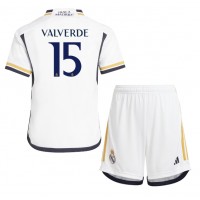 Otroški Nogometni dresi Real Madrid Federico Valverde #15 Domači 2023-24 Kratek Rokav (+ Kratke hlače)